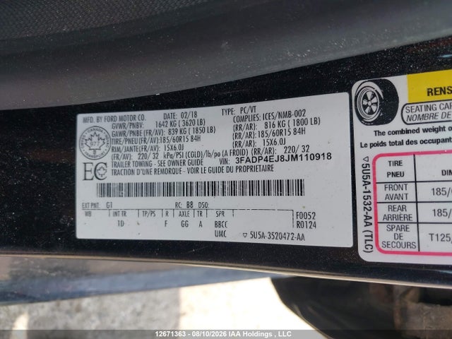 Ford FIESTA SE 2018 3FADP4EJ8JM110918 Image 9