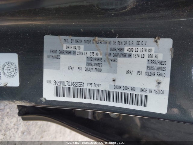 Продаж на аукціоні авто 2018 Mazda 3 Touring, vin: 3MZBN1L70JM220551, номер лоту: 12671382