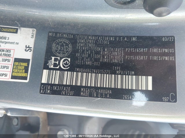 7MUBAABG2NV015275 Toyota Corolla Cross