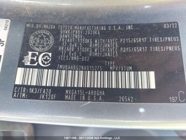 7MUBAABG2NV015275 Toyota Corolla Cross