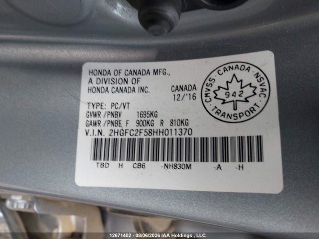 Honda Civic Lx 2017 2HGFC2F58HH011370 Image 19