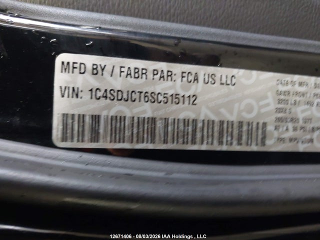 Продаж на аукціоні авто 2025 Dodge Durango R/t, vin: 1C4SDJCT6SC515112, номер лоту: 12671406