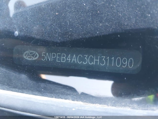 2012 Hyundai Sonata Gls მანქანა იყიდება აუქციონზე, vin: 5NPEB4AC3CH311090, აუქციონის ნომერი: 12671415