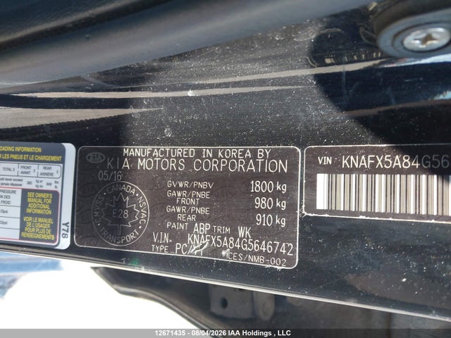 Продажа на аукционе авто 2016 Kia Forte Ex, vin: KNAFX5A84G5646742, номер лота: 12671435