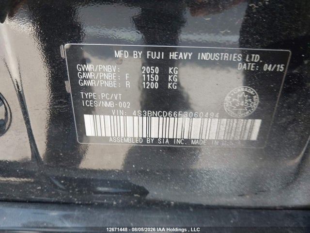 Subaru Legacy 2.5i Premium 2015 4S3BNCD66F3060494 Image 9