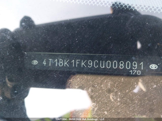 12671504 :رقم المزاد ، 4T1BK1FK9CU008091 vin ، 2012 Toyota Camry Se/xle مزاد بيع
