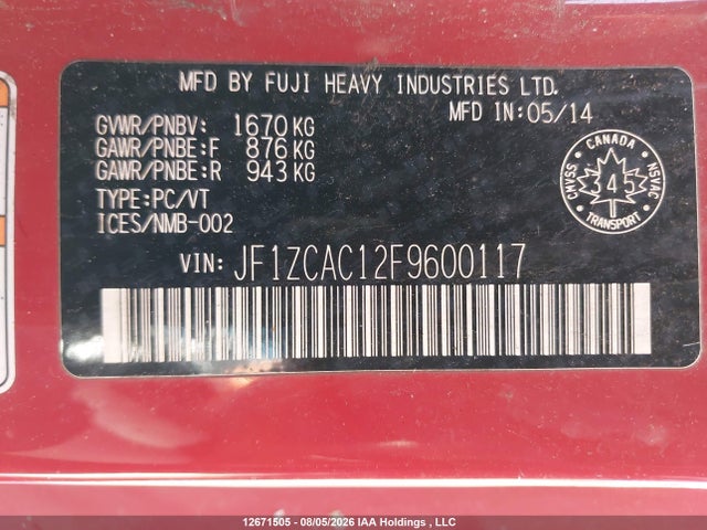Subaru BRZ 2015 JF1ZCAC12F9600117 Image 18