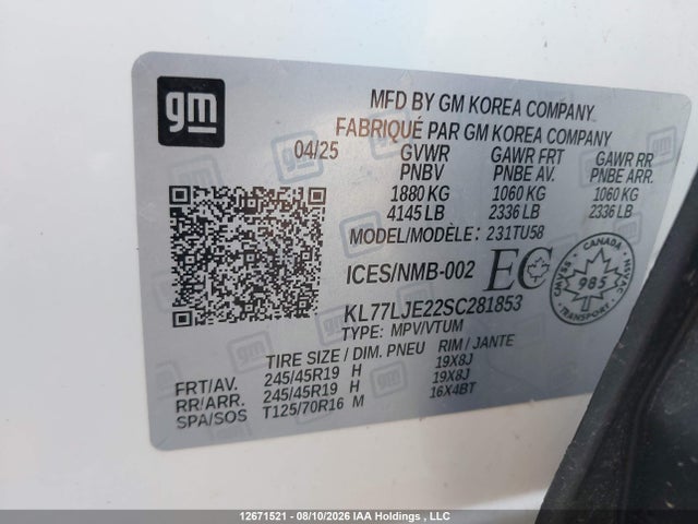 Chevrolet Trax 2025 KL77LJE22SC281853 Image 18