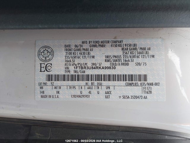 Ford Transit T-250 2024 1FTBR3U84RKA99830 Image 9