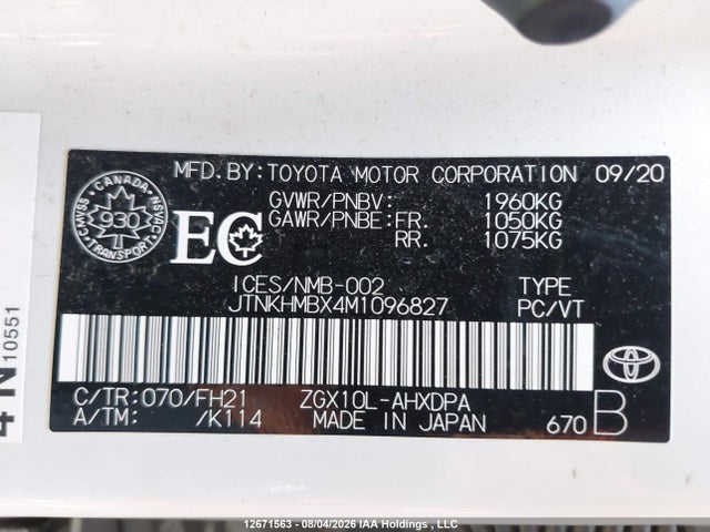 JTNKHMBX4M1096827 Toyota C-HR