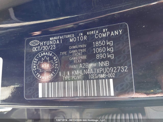 2023 Hyundai Elantra Hybrid Luxury მანქანა იყიდება აუქციონზე, vin: KMHLN4AJXPU092732, აუქციონის ნომერი: 12671574