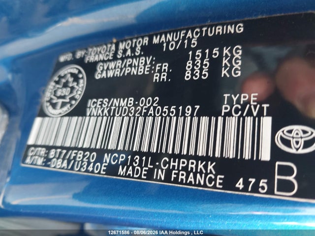 VNKKTUD32FA055197 Toyota Yaris