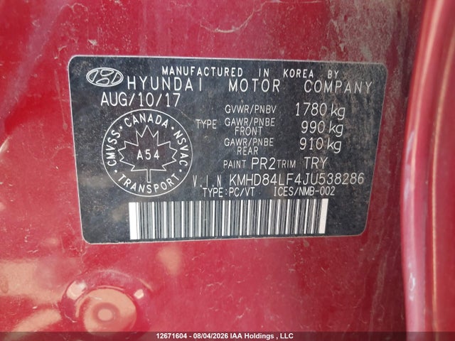 Hyundai ELANTRA GL 2018 KMHD84LF4JU538286 Image 9