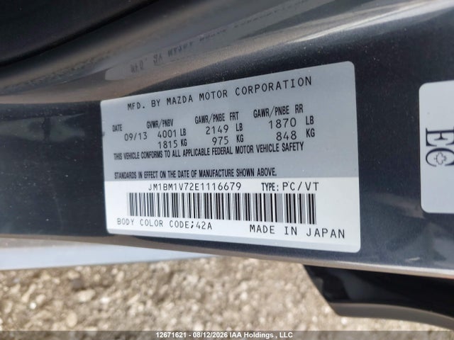 JM1BM1V72E1116679 Mazda Mazda3 Gs-sky
