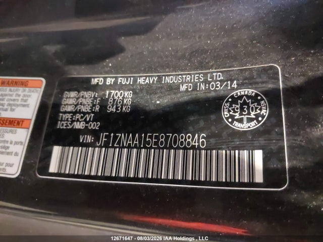 Aukcja sprzedaży 2014 Scion Fr-s Monogram, vin: JF1ZNAA15E8708846, numer aukcji: 12671647