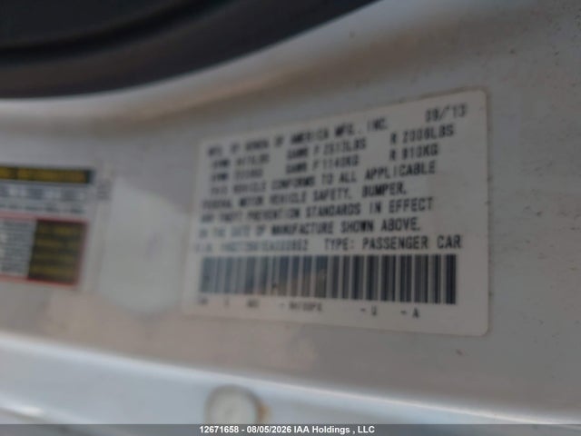 Продаж на аукціоні авто 2014 Honda Accord Exl, vin: 1HGCT2B81EA000952, номер лоту: 12671658