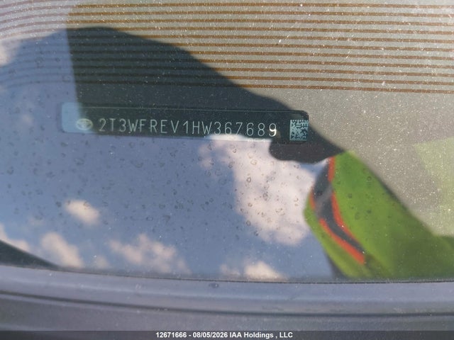 2T3WFREV1HW367689 Toyota Rav4 Xle
