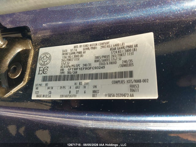 2016 Ford F-150 Xl მანქანა იყიდება აუქციონზე, vin: 1FTMF1EF9GFC93245, აუქციონის ნომერი: 12671715