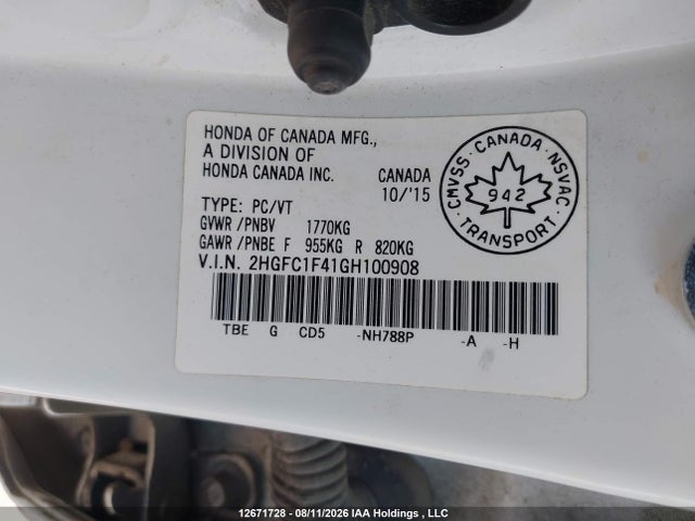 Honda CIVIC EX 2016 2HGFC1F41GH100908 Image 9