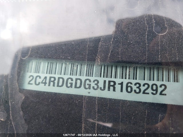 2018 Dodge Grand Caravan Crew მანქანა იყიდება აუქციონზე, vin: 2C4RDGDG3JR163292, აუქციონის ნომერი: 12671747