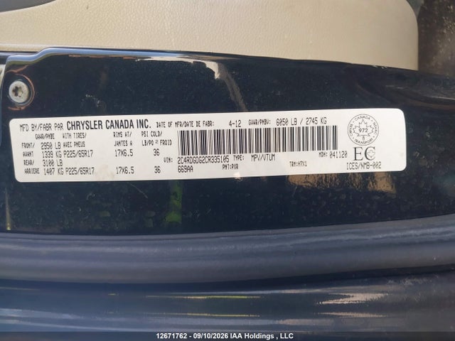 Продажа на аукционе авто 2012 Dodge Grand Caravan, vin: 2C4RDGDG2CR335105, номер лота: 12671762