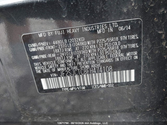 JF2SJCTC8FH474108 Subaru Forester 2.5i Limited Package