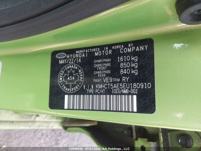 Hyundai ACCENT GL 2014 KMHCT5AE5EU180910 Image 9