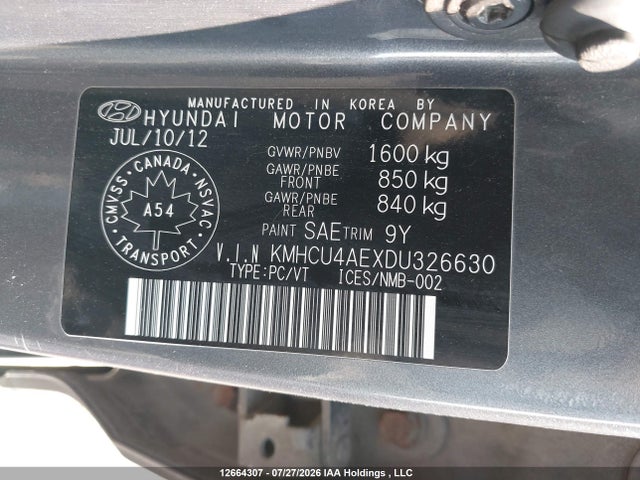 2013 Hyundai Accent Gls მანქანა იყიდება აუქციონზე, vin: KMHCU4AEXDU326630, აუქციონის ნომერი: 12664307