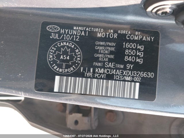 2013 Hyundai Accent Gls მანქანა იყიდება აუქციონზე, vin: KMHCU4AEXDU326630, აუქციონის ნომერი: 12664307