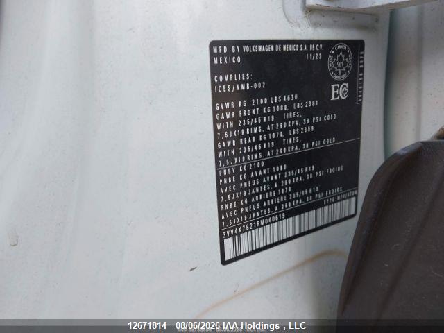 12671814 :رقم المزاد ، 3VV4X7B21RM040619 vin ، 2024 Volkswagen Taos Highline مزاد بيع
