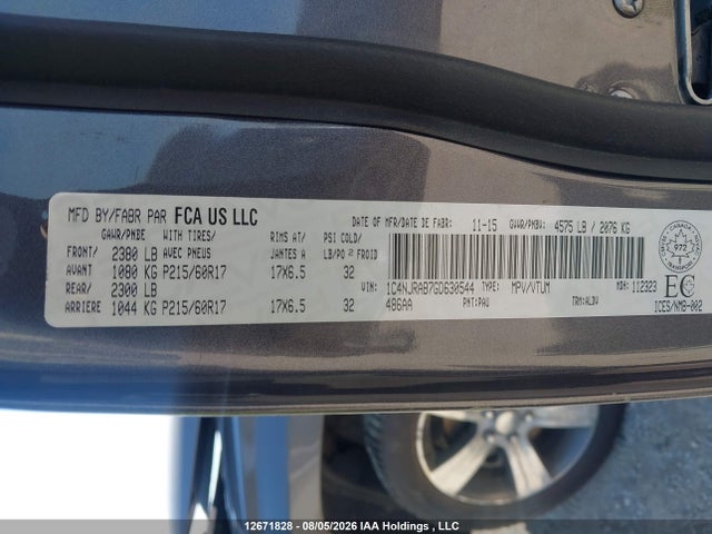 Продаж на аукціоні авто 2016 Jeep Patriot, vin: 1C4NJRAB7GD630544, номер лоту: 12671828