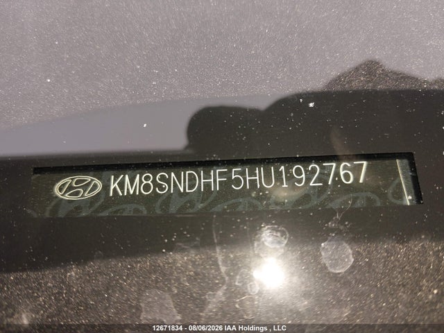 12671834 :رقم المزاد ، KM8SNDHF5HU192767 vin ، 2017 Hyundai Santa Fe Se/limited مزاد بيع