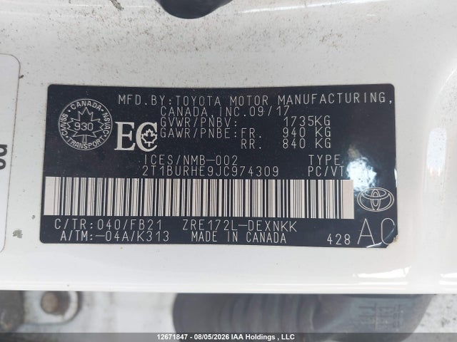Toyota COROLLA LE 2018 2T1BURHE9JC974309 Image 20