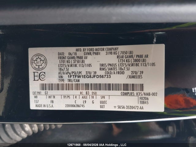 Ford F-150 Xlt 2018 1FTFW1EG8JFD56733 Image 17
