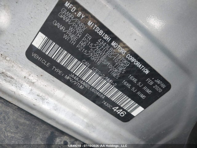 JA4AJ4AW2LU604684 Mitsubishi Rvr Gt/limited Edition/se/sel