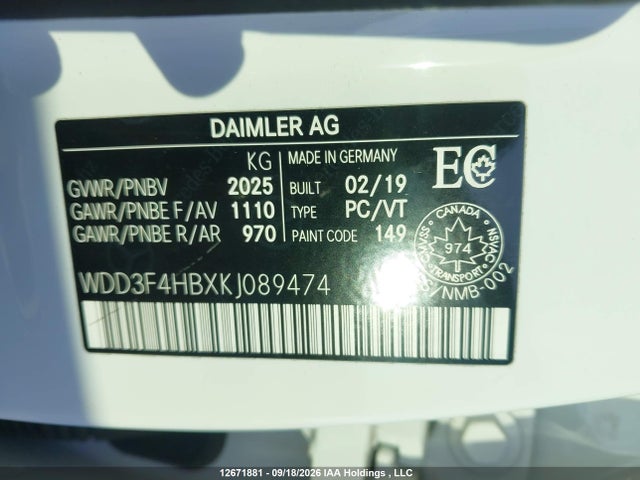 Продаж на аукціоні авто 2019 Mercedes-benz A 250 4matic, vin: WDD3F4HBXKJ089474, номер лоту: 12671881