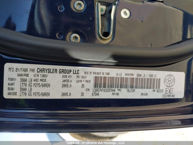 Продажа на аукционе авто 2012 Ram 1500 Laramie, vin: 1C6RD7NT4CS297040, номер лота: 12666129