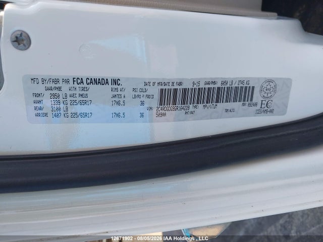12671902 :رقم المزاد ، 2C4RDGDG9GR164228 vin ، 2016 Dodge Grand Caravan Crew مزاد بيع