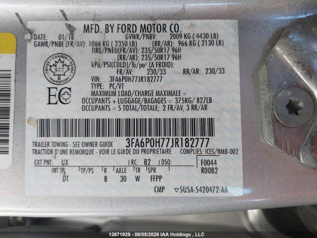 Ford FUSION SE 2018 3FA6P0H77JR182777 Image 18