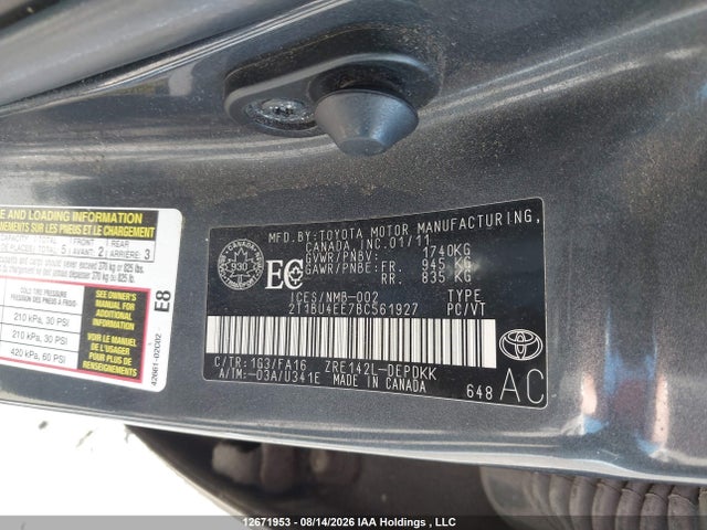 Aukcja sprzedaży 2011 Toyota Corolla Ce, vin: 2T1BU4EE7BC561927, numer aukcji: 12671953