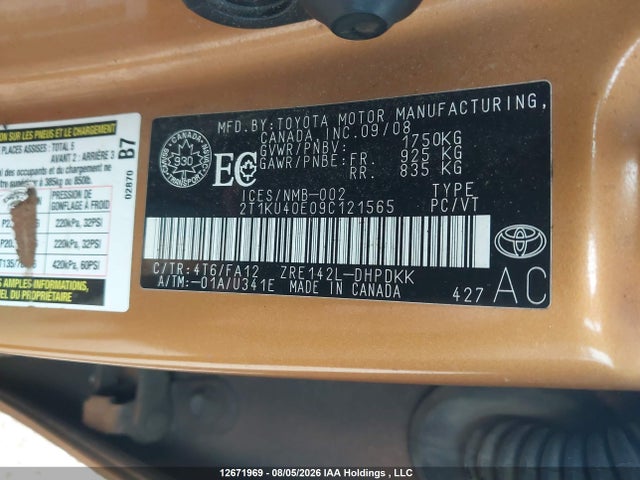 Aukcja sprzedaży 2009 Toyota Matrix, vin: 2T1KU40E09C121565, numer aukcji: 12671969