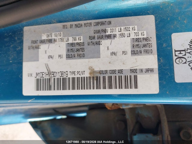 12671980 :رقم المزاد ، JM1DE1HY5B0113819 vin ، 2011 Mazda Mazda2 Sport مزاد بيع