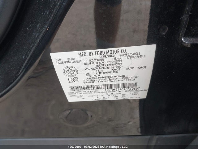 Продаж на аукціоні авто 2009 Lincoln Mks, vin: 1LNHM94R09G612607, номер лоту: 12672009