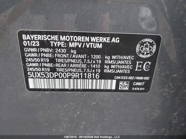 5UX53DP00P9R11816 BMW X3 Xdrive30i