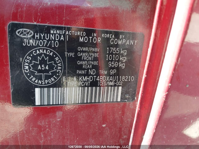 Auction sale of the 2010 Hyundai Elantra L, vin: KMHDT4BDXAU118210, lot number: 12672038