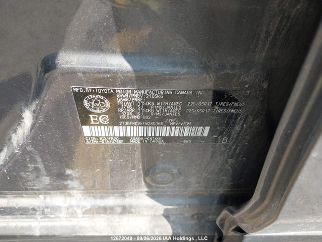 2T3BFREV8FW280366 Toyota RAV4 LE