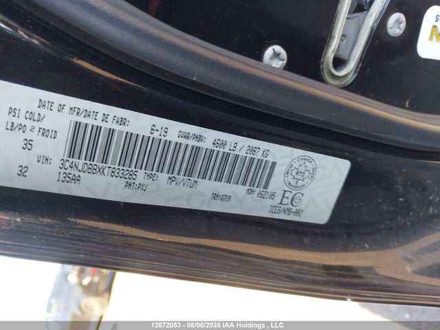 Продажа на аукционе авто 2019 Jeep Compass Latitude, vin: 3C4NJDBBXKT833285, номер лота: 12672053