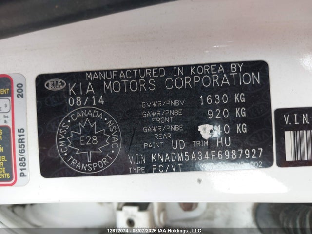 KNADM5A34F6987927 KIA RIO LX