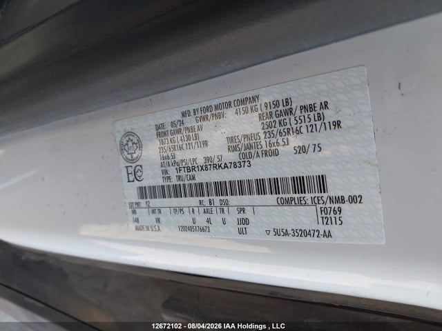 1FTBR1X87RKA78373 Ford Transit T-250