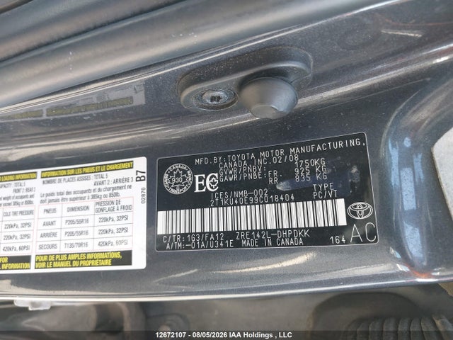 2009 Toyota Matrix მანქანა იყიდება აუქციონზე, vin: 2T1KU40E99C018404, აუქციონის ნომერი: 12672107